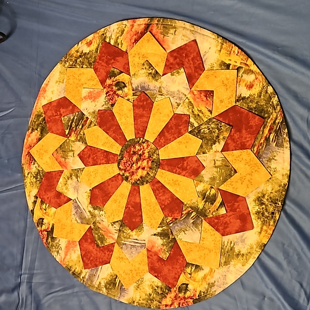Amish Round Cotton Layered Patchwork Trivet / Hot Pad / Placemat / Pot Holder